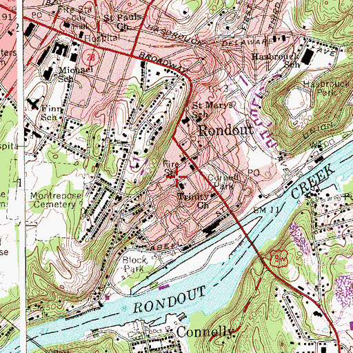 Topographic Map of Kingston Fire Department Rapid Hose Company 1 Station 6, NY