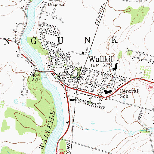Topographic Map of Wallkill Hook Ladder and Hose Company, NY
