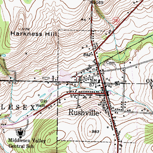 Topographic Map of Rushville Hose Company, NY