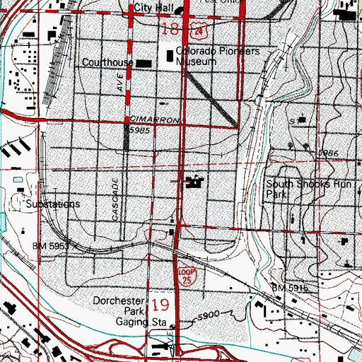 Topographic Map of Colorado Springs Police Department, CO