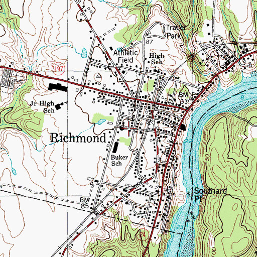 Topographic Map of Richmond Police Department, ME