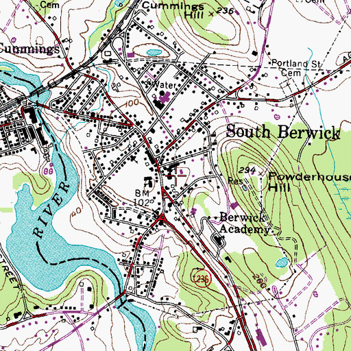 Topographic Map of South Berwick Police Department, ME
