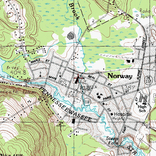Topographic Map of Norway Police Department, ME