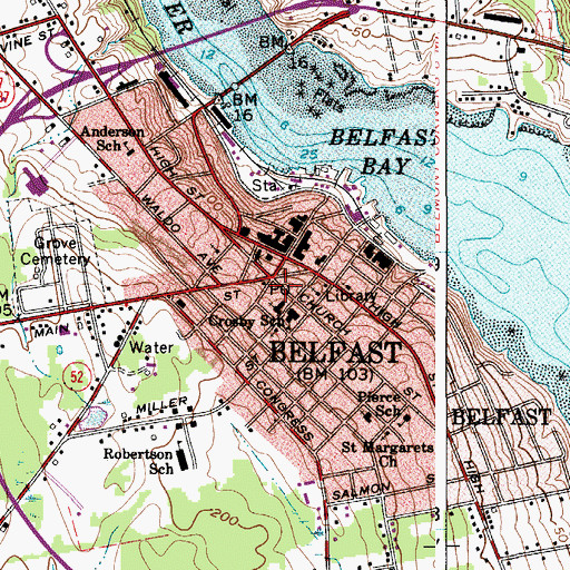 Topographic Map of Belfast Police Department, ME