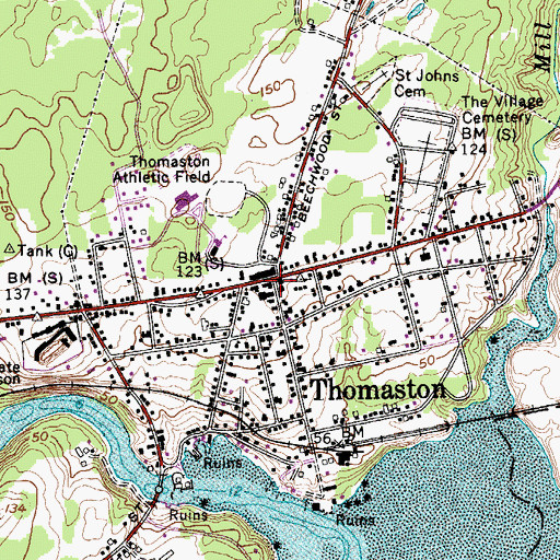 Topographic Map of Thomaston Police Department, ME