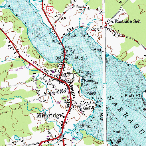Topographic Map of Milbridge Police Department, ME
