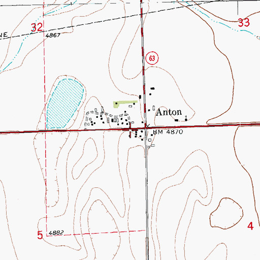 Topographic Map of Anton Post Office, CO