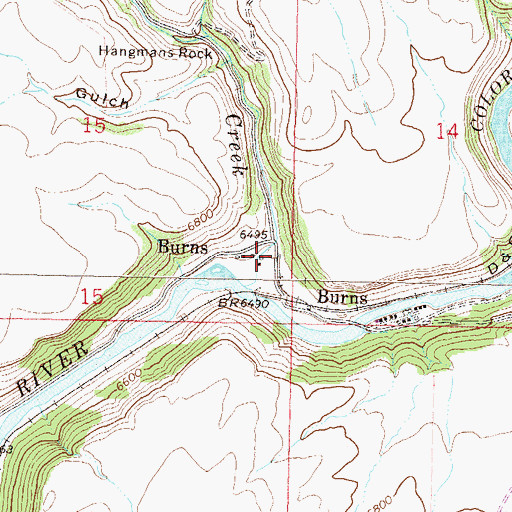 Topographic Map of Burns Post Office, CO