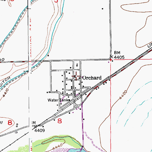 Topographic Map of Orchard Post Office, CO