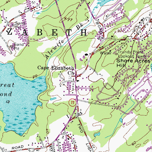 Topographic Map of Cape Elizabeth Church Cemetery, ME