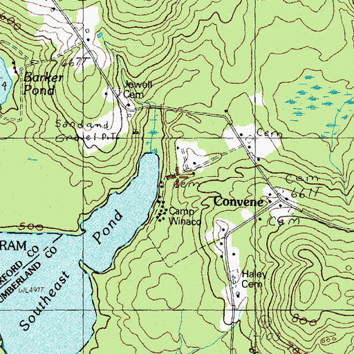 Topographic Map of Dyer Cemetery, ME