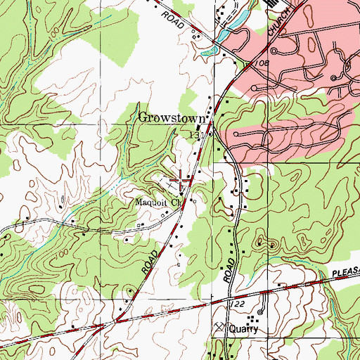 Topographic Map of Growstown Cemetery, ME