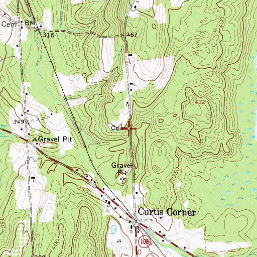 Topographic Map of Bishop Hill Cemetery, ME