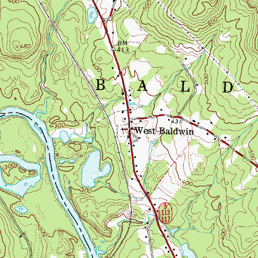 Topographic Map of West Baldwin Cemetery, ME