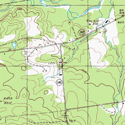 Topographic Map of North Freeman Cemetery, ME