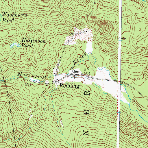 Topographic Map of Redding Cemetery, ME