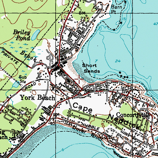 Topographic Map of York Beach Veterans Memorial Cemetery, ME