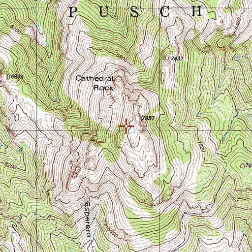 Topographic Map of Cathedral Rock, AZ