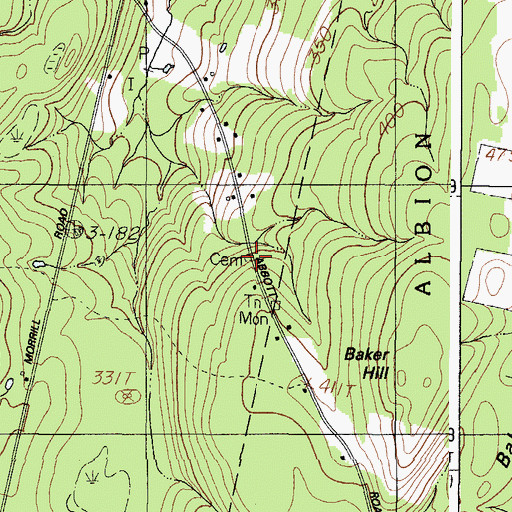Topographic Map of Gowan Cemetery, ME