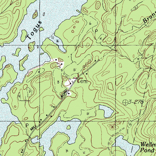Topographic Map of Mud Mills Cemetery, ME