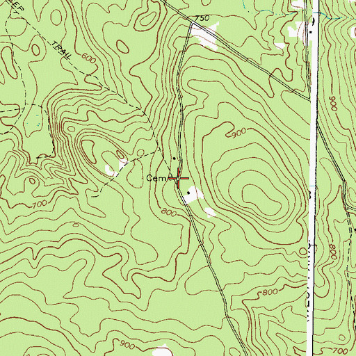 Topographic Map of Bates Dean Cemetery, ME