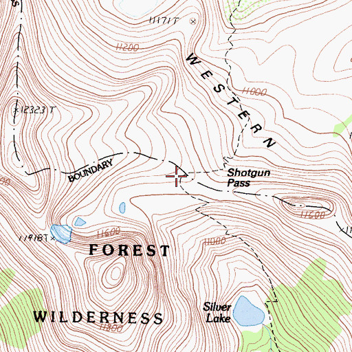 Topographic Map of Shotgun Pass, CA