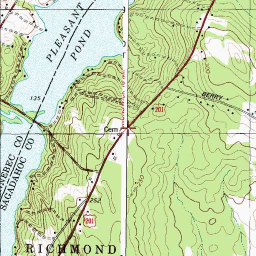 Topographic Map of Brown Family Cemetery, ME