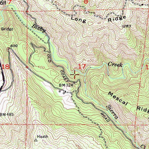 Topographic Map of Sierra Creek, CA