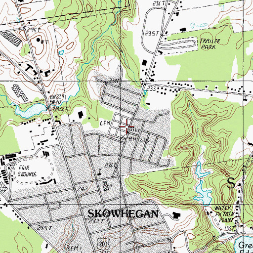 Topographic Map of Calvary Cemetery, ME