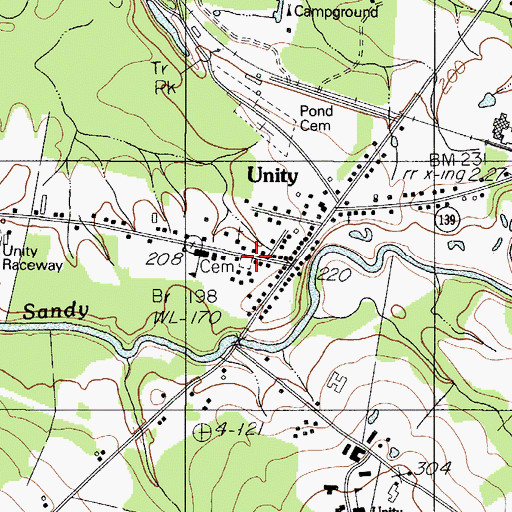 Topographic Map of Village Cemetery, ME