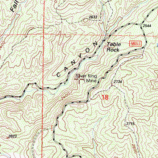 Topographic Map of Silver King Mine, CA
