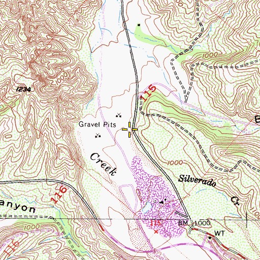 Topographic Map of Silverado Canyon, CA