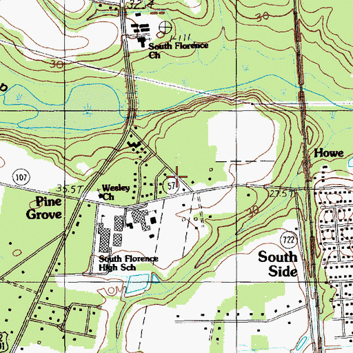 Topographic Map of Florence Fire Department Station 5, SC