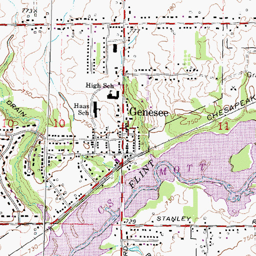 Topographic Map of Genesee Township Police Department, MI