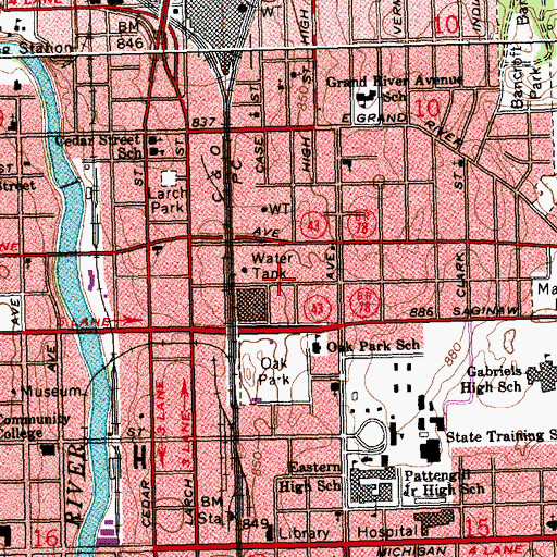 Topographic Map of Police Dept-North Precint, MI