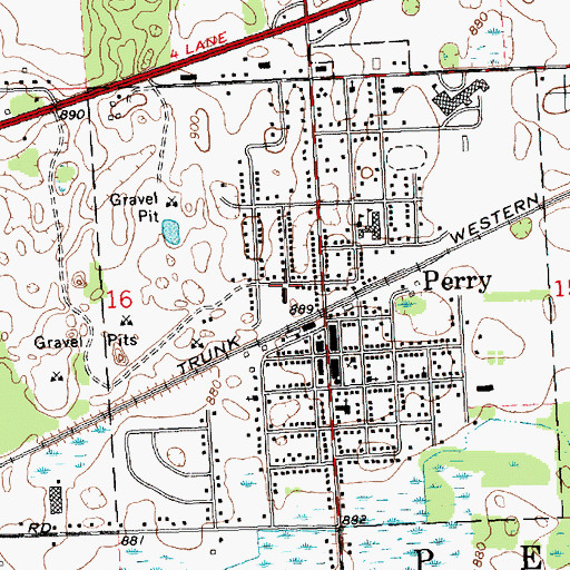 Topographic Map of Perry Police Department, MI