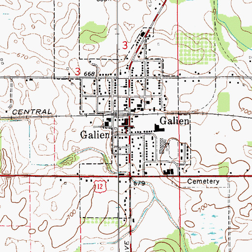 Topographic Map of Village of Galien Police Department, MI