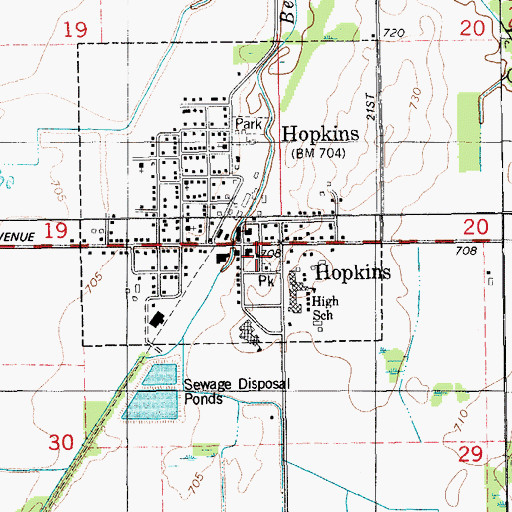 Topographic Map of Hopkins Police Department, MI