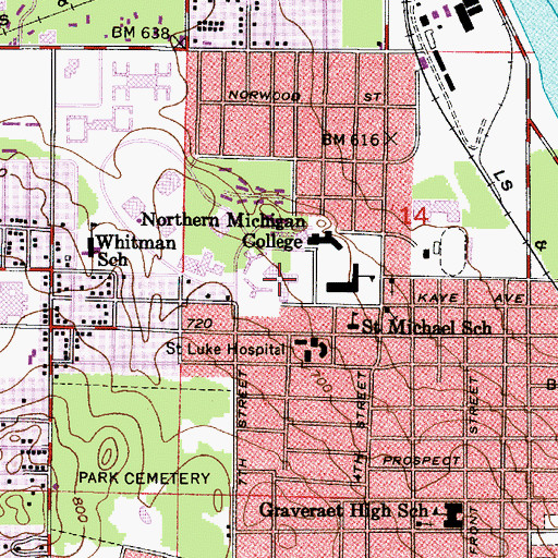 Topographic Map of Northern Michigan University Police Department, MI