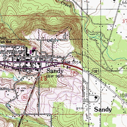 Topographic Map of Sandy Police Department, OR