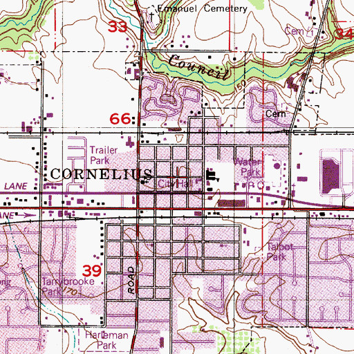 Topographic Map of Cornelius Police Department, OR