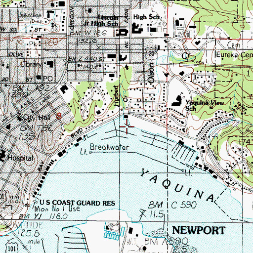Topographic Map of United States Customs and Border Protection Port of Entry Newport, OR