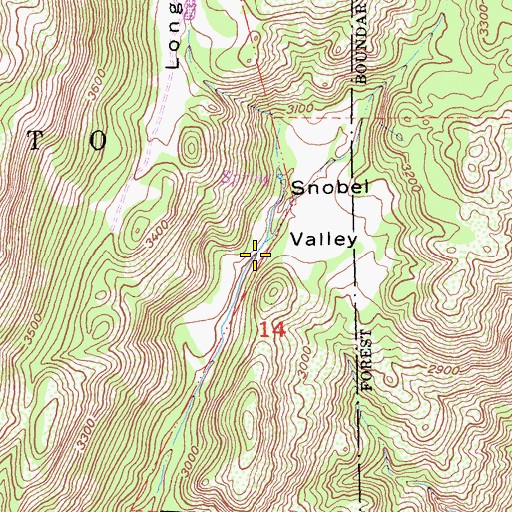 Topographic Map of Snobel Valley, CA