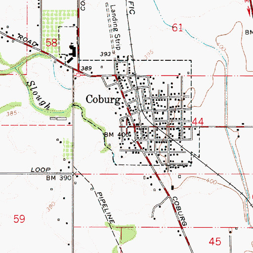 Topographic Map of Coburg Police Department, OR