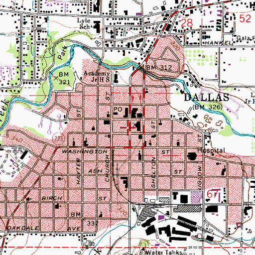 Topographic Map of Polk County Sheriff's Office, OR