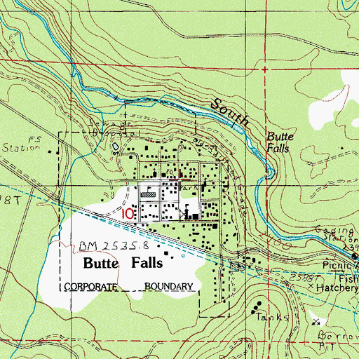Topographic Map of Butte Falls Police Dept, OR