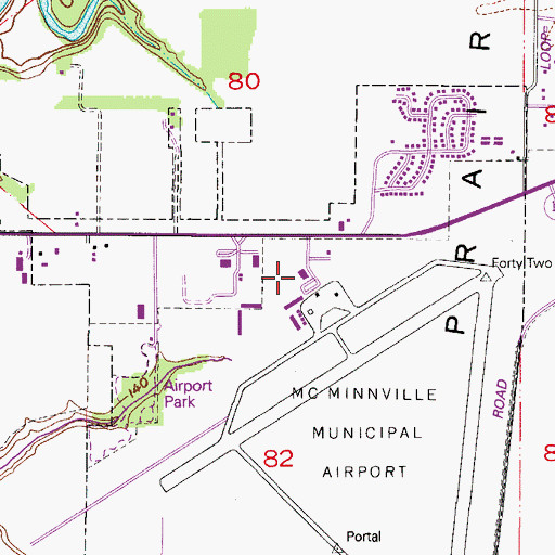 Topographic Map of Oregon State Police Department McMinnville, OR