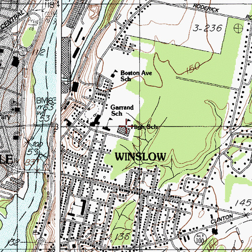 Topographic Map of Winslow High School, ME
