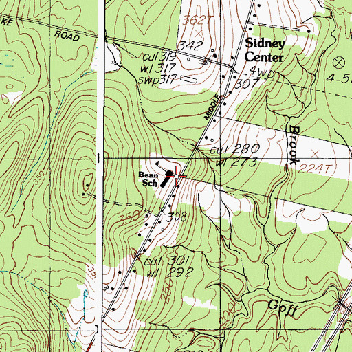 Topographic Map of James H Bean School, ME