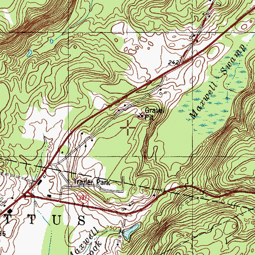 Topographic Map of Oak Hill High School, ME
